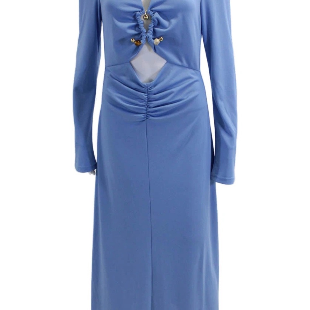 C/MEO Collective Blue Ruched Tie Front Gown